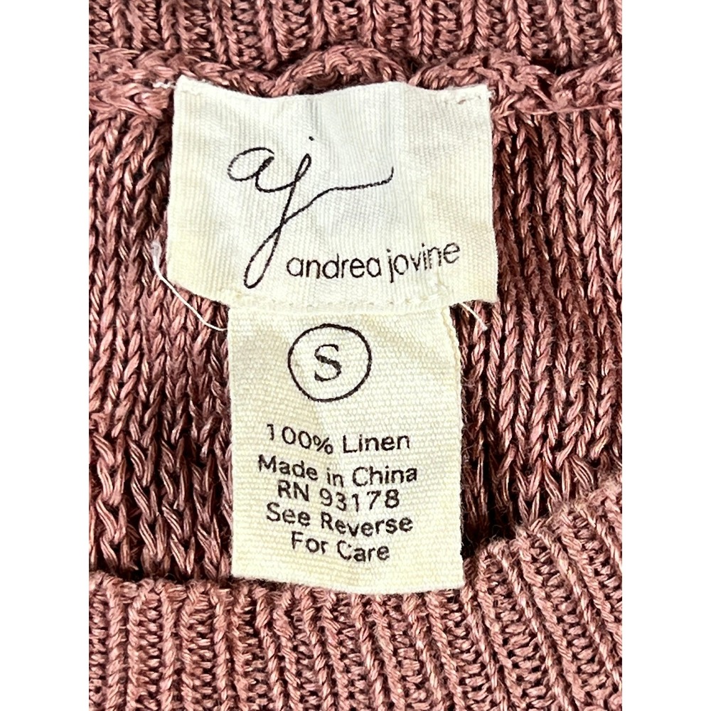 Andrea Jovine Womens Pink 100% Linen Short Sleeve Textured Knit Sweater SZ Small - Picture 6 of 8